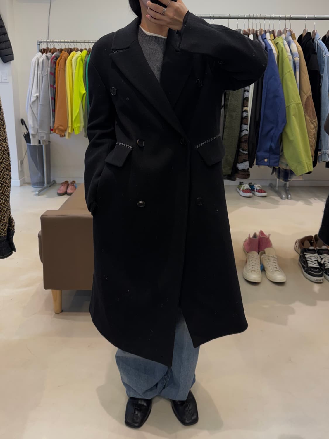 시스템 스티치 롱 코트 상품이미지7