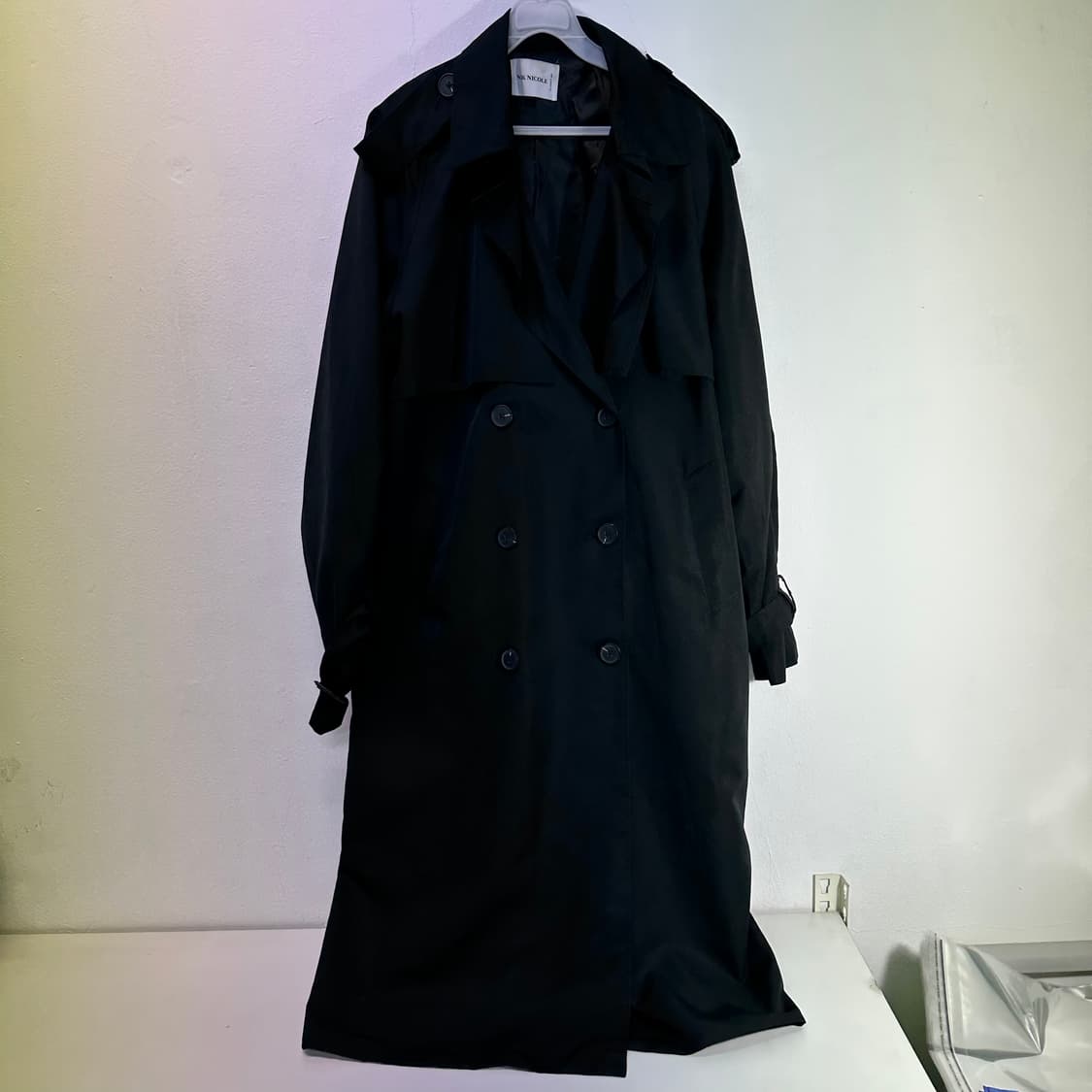 우먼FREE 닉앤니콜 블랙 오버사이즈 더블 트렌치코트 상품이미지2
