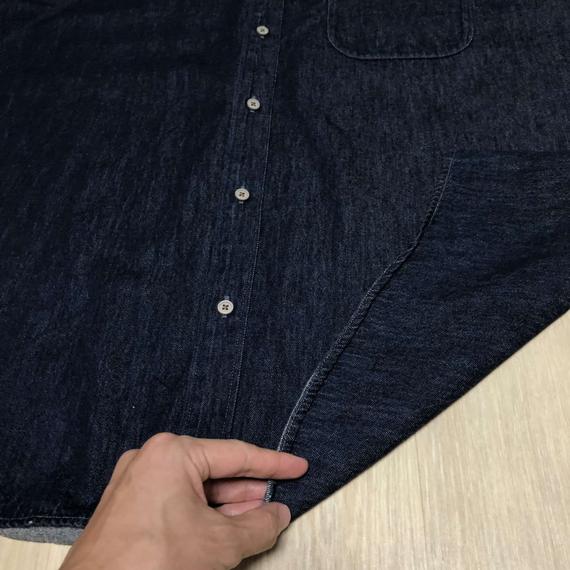 (4XL) 유니클로 UNIQLO 원워시드 데님 셔츠 유니클로 데님 셔츠 상품이미지7