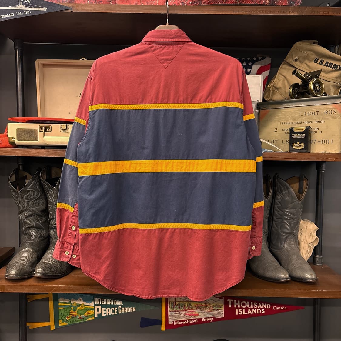 90s 타미힐피거 올드스쿨 컬러블럭 크레스트 와펜 코튼셔츠 N1035 상품이미지2