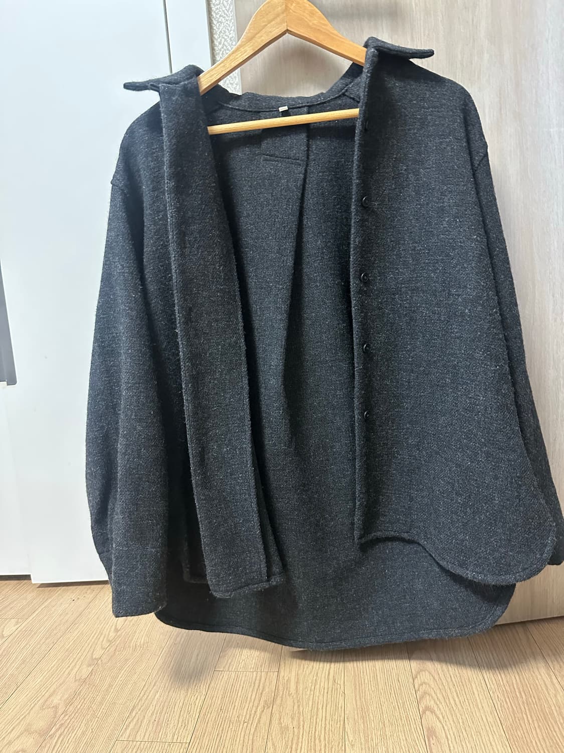 무인양품 울 혼방 셔츠형 자켓 M 차콜 상품이미지2