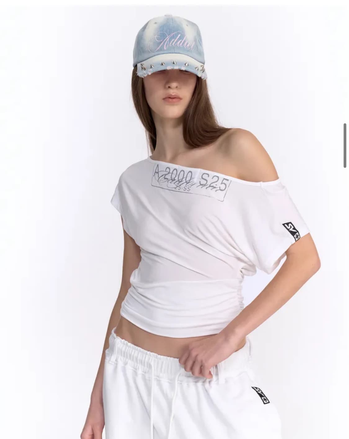 2000아카이브스 CAR PLATE DRAPED TOP (WHITE) 상품이미지1