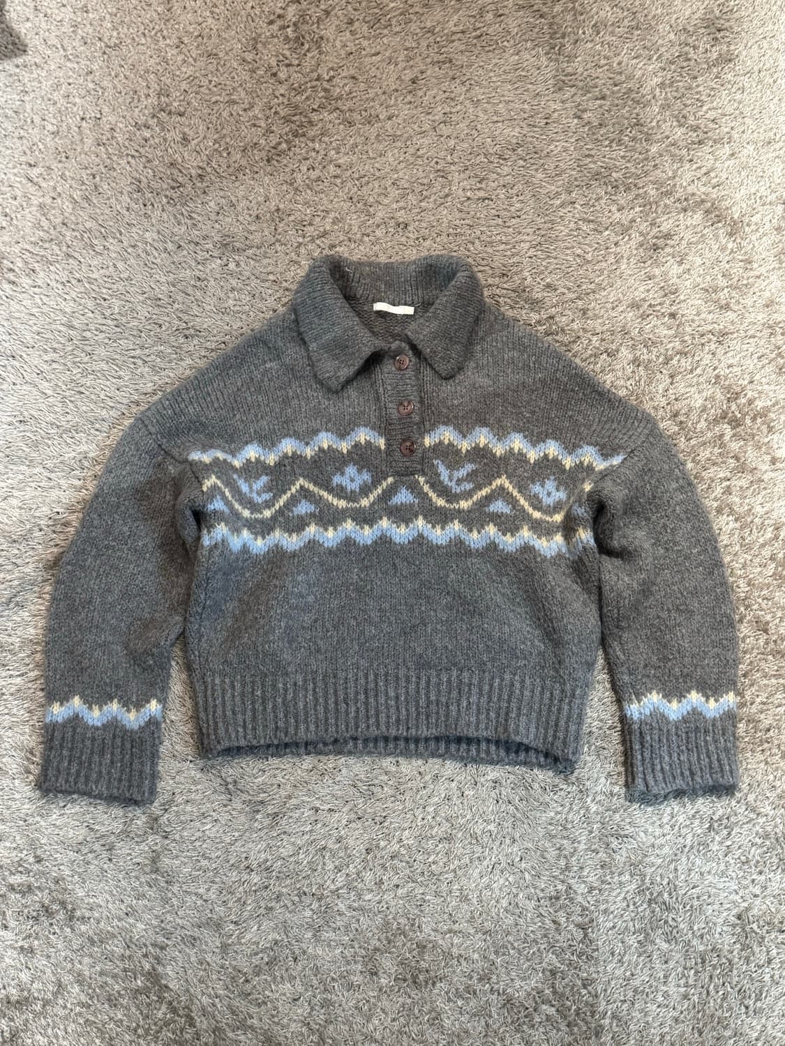 grove 그로브스토어 노르딕 아가일 패턴 카라넥 니트 상품이미지3