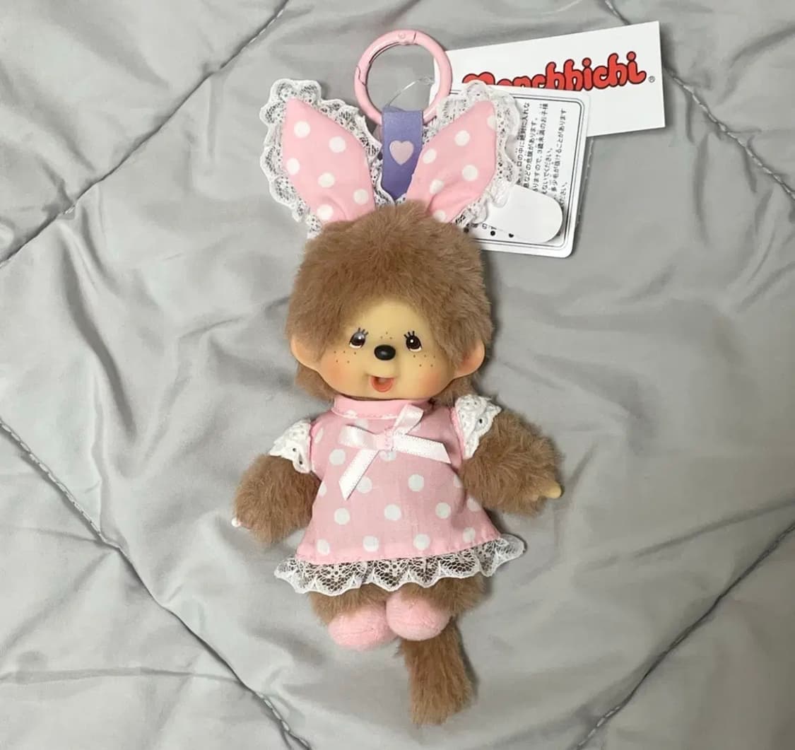 몬치치 해외판 토끼 핑크 도트 원피스 키링 상품이미지2