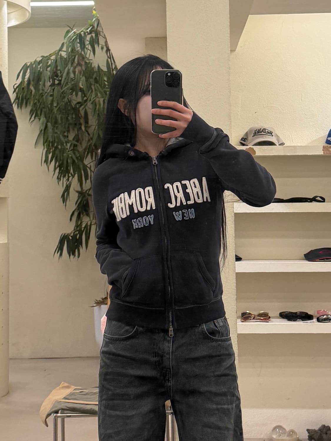 아베크롬비 로고 집업 후드 네이비 U457 상품이미지1