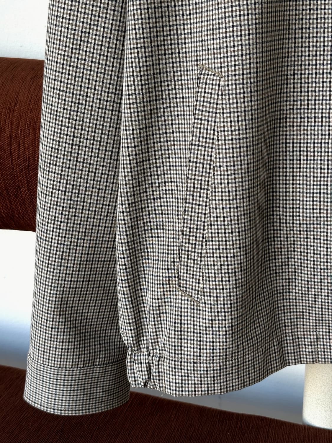 High count rayon poly check 2way zip blo 상품이미지3