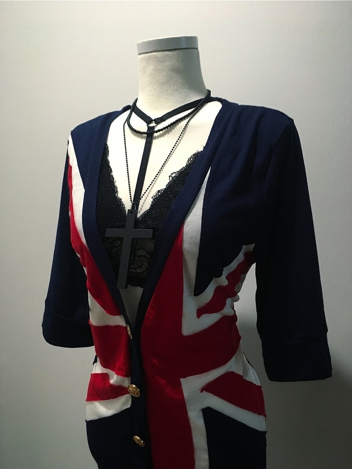 펑크st 성조기 패턴 7부 가디건 상품이미지2