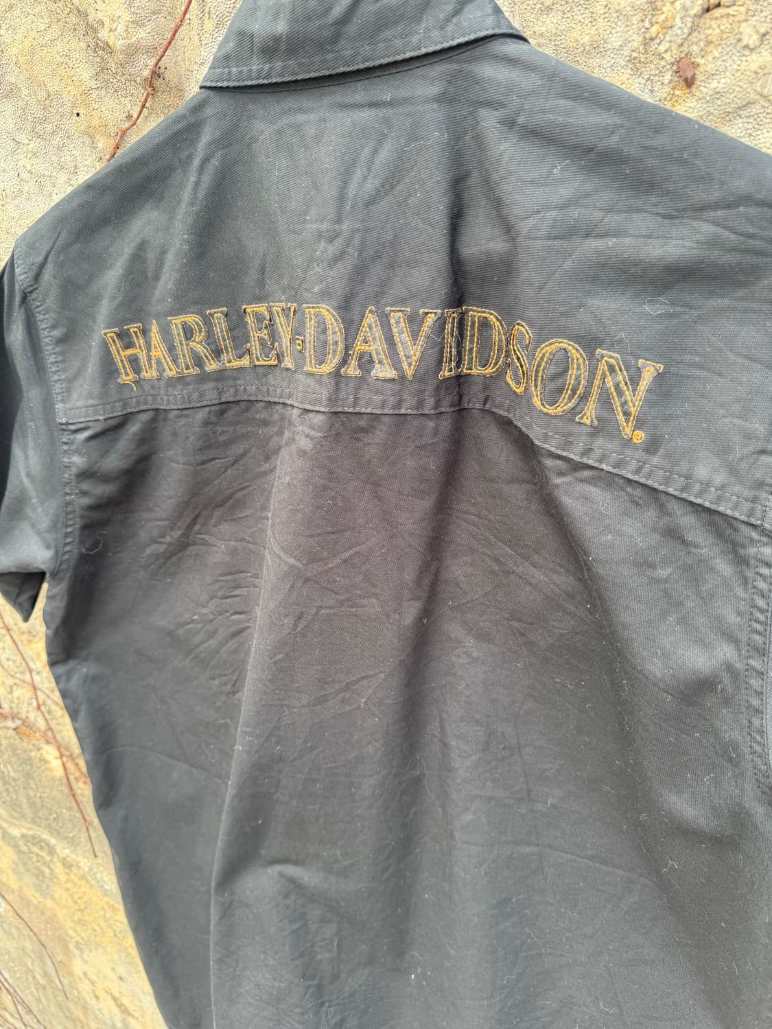 할리데이비슨 빈티지 110주년기념 자수 반팔 셔츠 블랙 L 상품이미지4