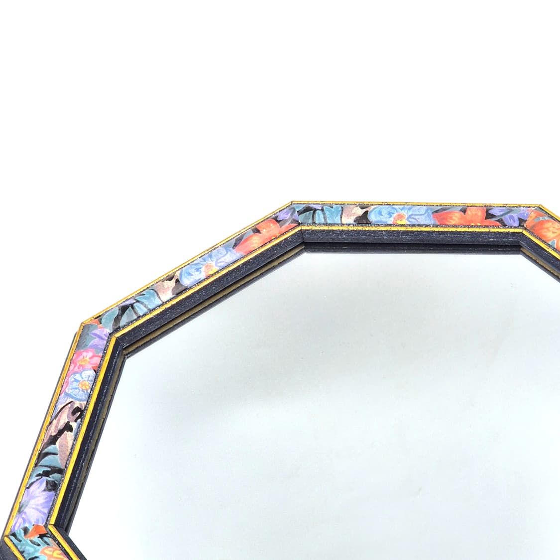 70s 이탈리아 엔틱 플로랄 8각 아트 벽거울 상품이미지3