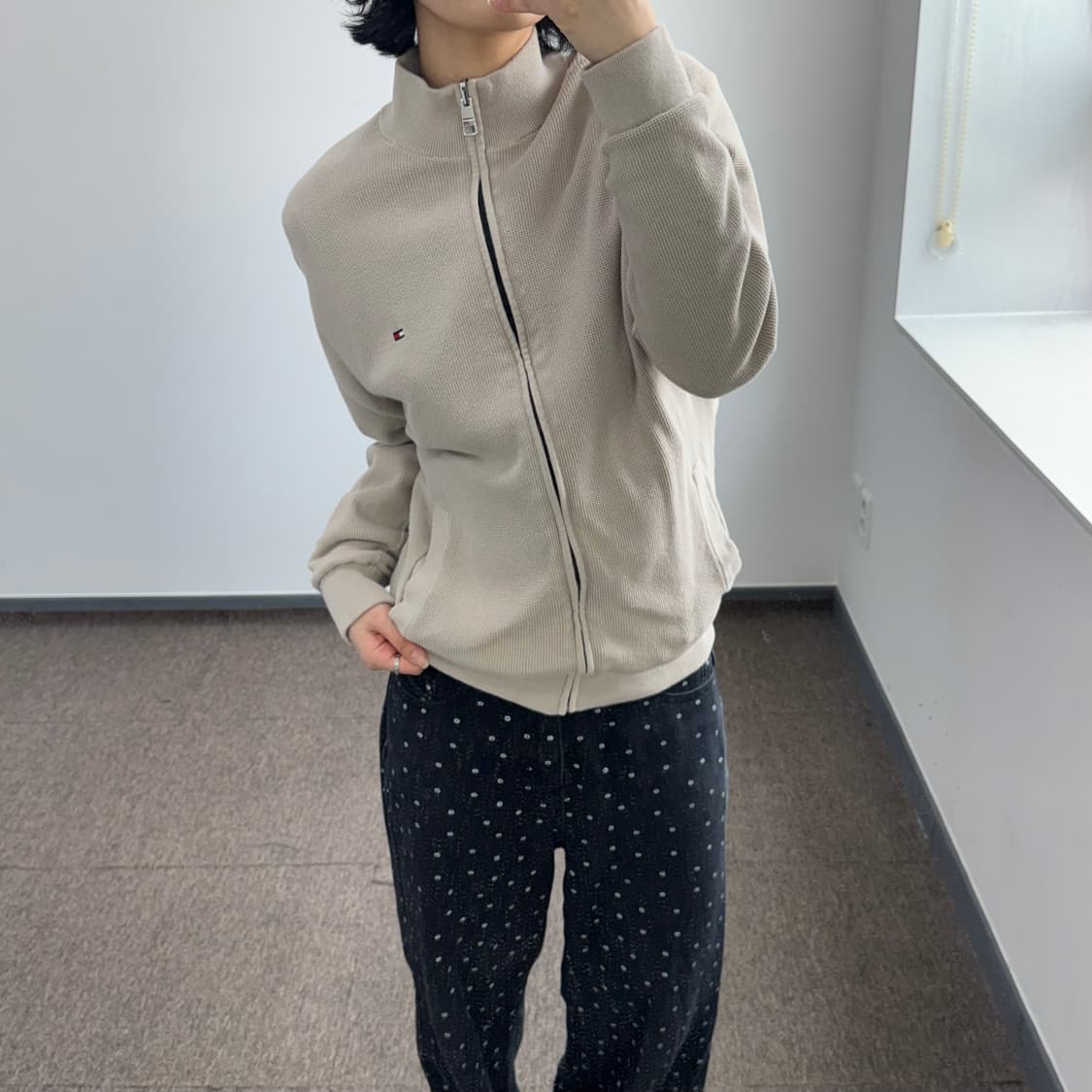 Tommy Hilfiger 타미힐피거 베이지 니트 리버시블 집업 상품이미지2