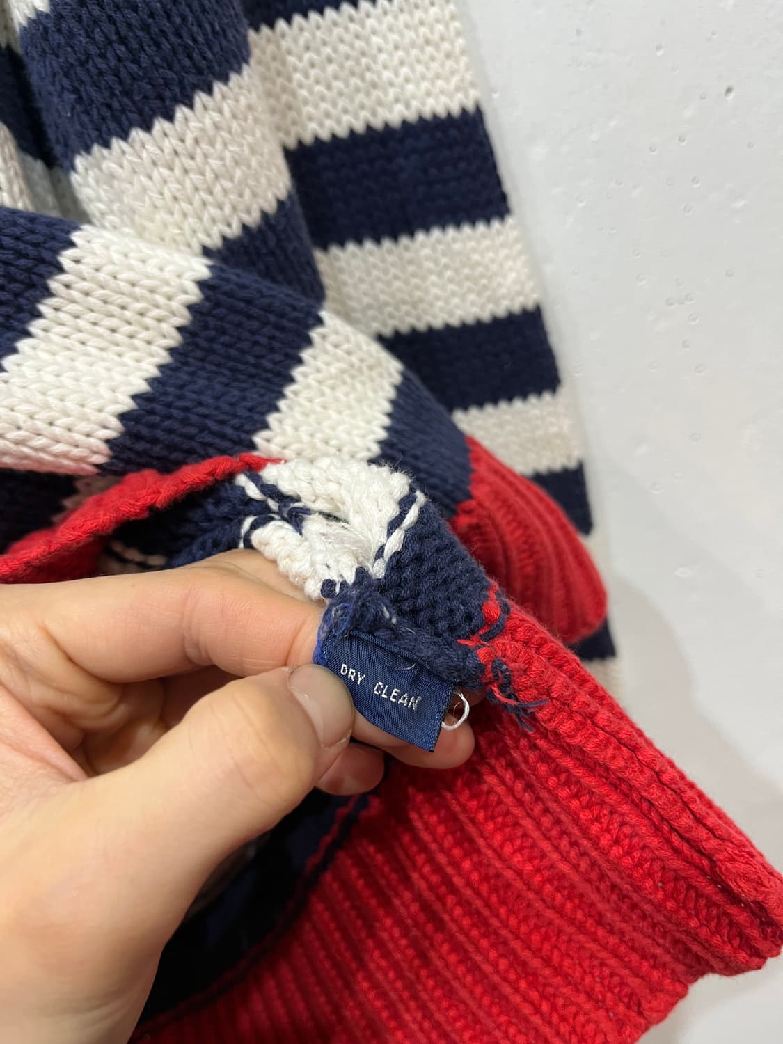 90년대 폴로랄프로렌 헨리넥 보더 로우게이지 니트 스웨터 XL 상품이미지9