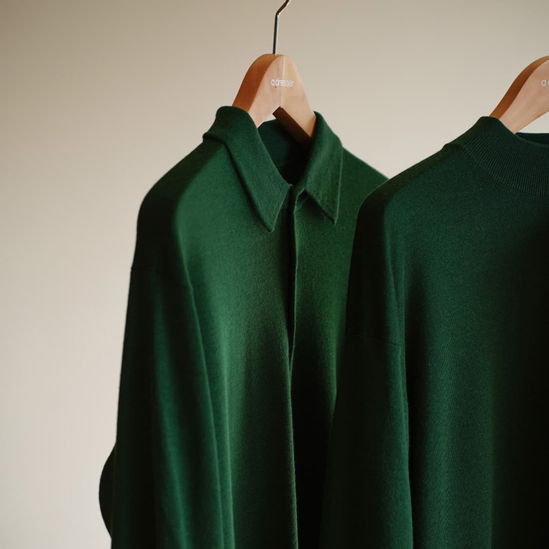 메이아스 meias 울 실크 폴로 니트 딥그린 L 상품이미지1