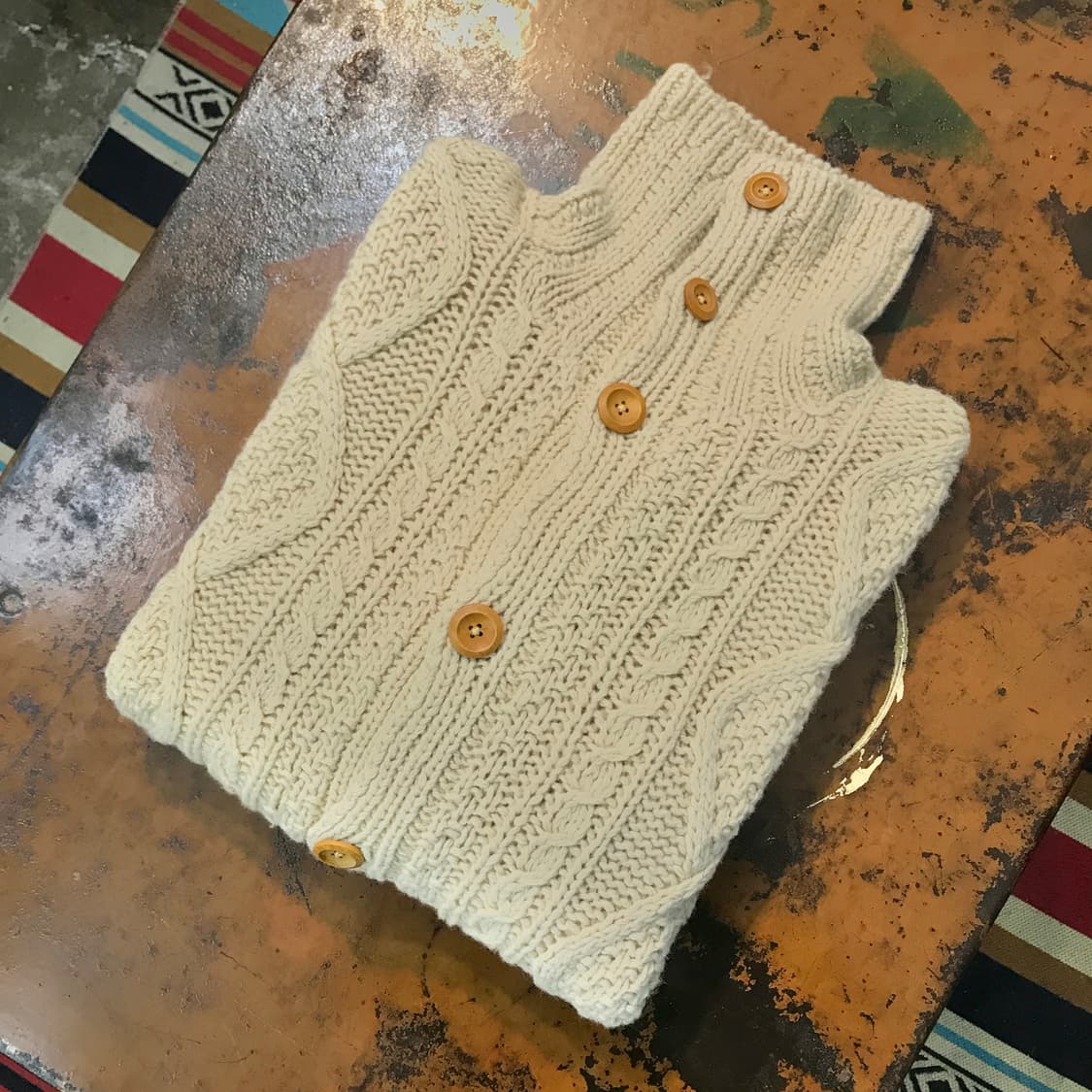 VTG 빈티지 아이보리 울 케이블 피셔맨 가디건 남성 115 빅사이즈 상품이미지2