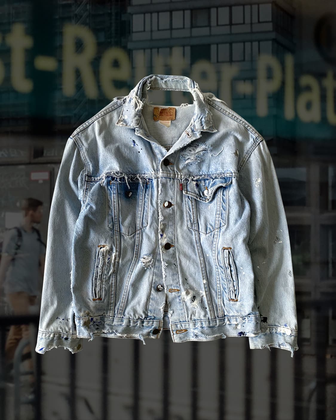 80s 빈티지 리바이스 디스트로이드 페인팅 데님 자켓 상품이미지1