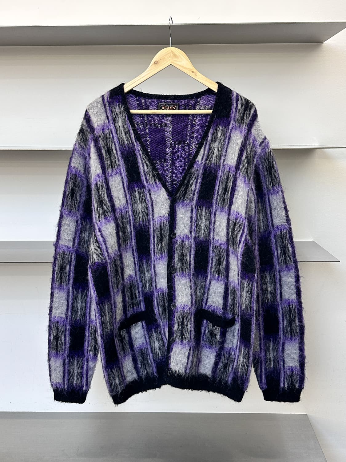 빔즈+ 더블 자카드 체크 가디건 상품이미지1