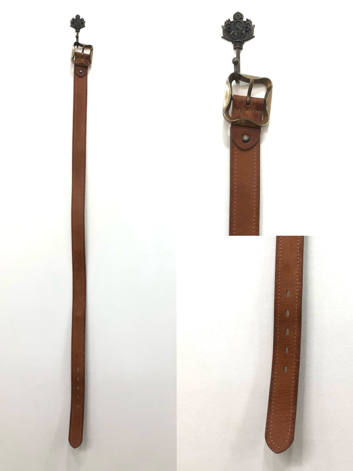 brown classic vintage leather belt 상품이미지2