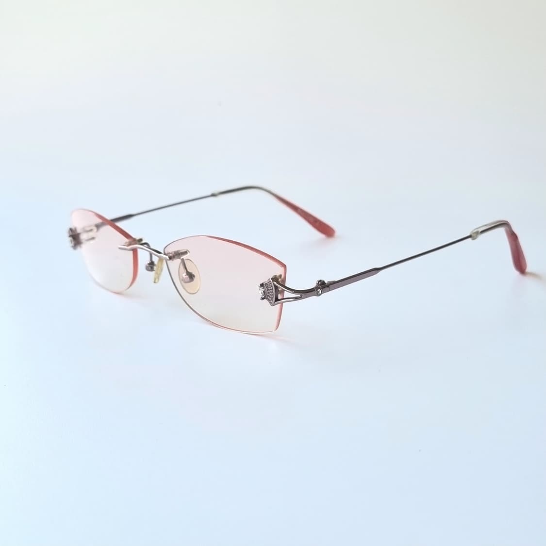 데드스탁 캣아이 핑크 무테 큐빅포인트 안경테 1482 상품이미지3