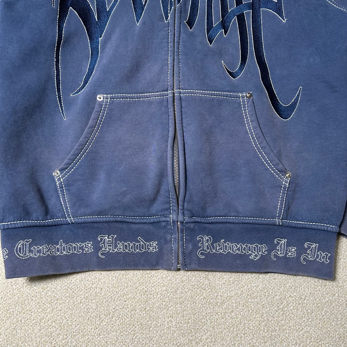 (M) Revenge 리벤지 스티치 블루 후드집업 상품이미지4