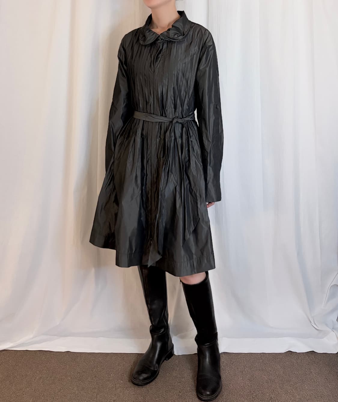 HIROKO BIS Pleated Nylon Long Jacket 상품이미지1