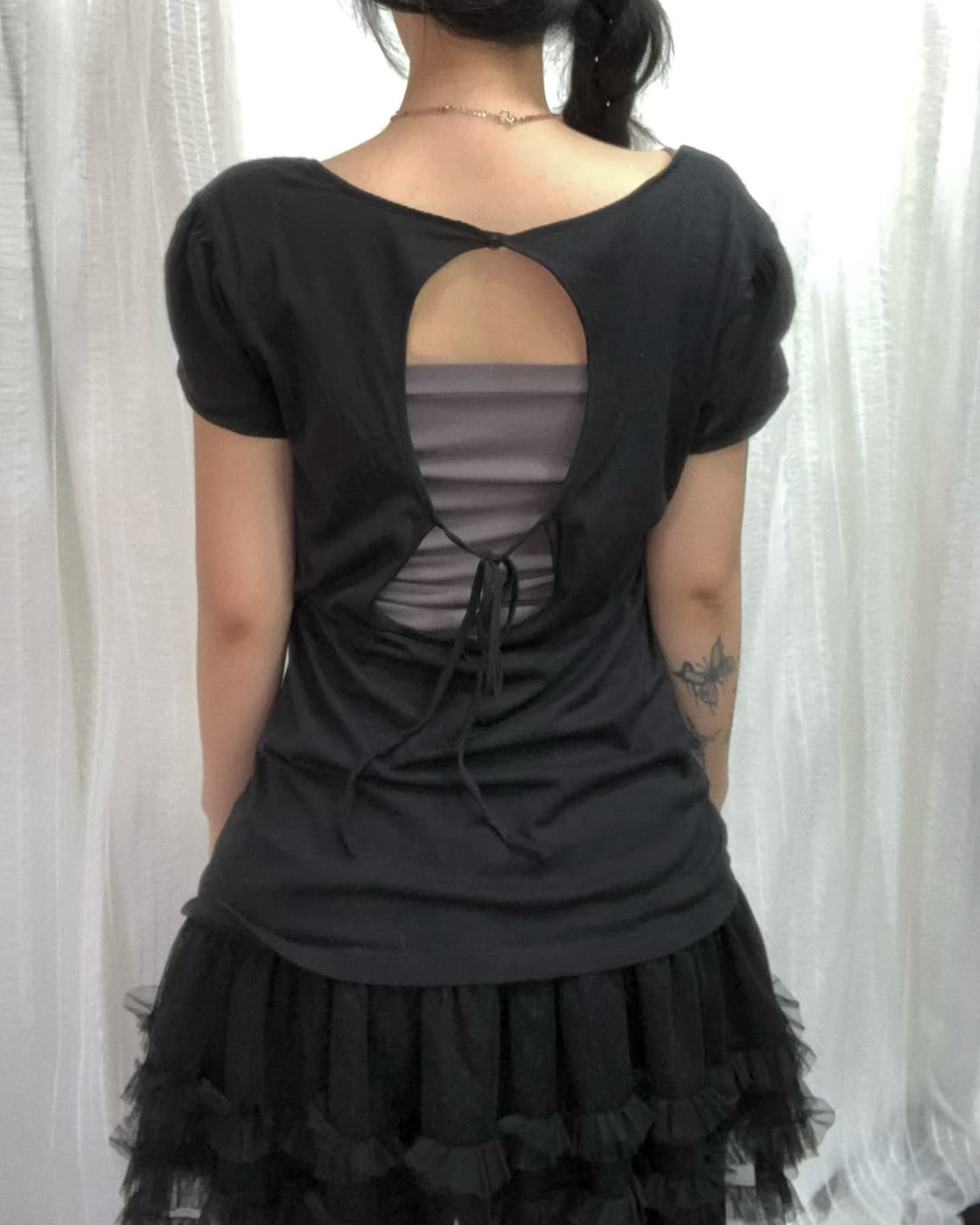 할리데이비슨 블랙 큐빅 볼레로 퍼프 스트랩 탑 상품이미지2