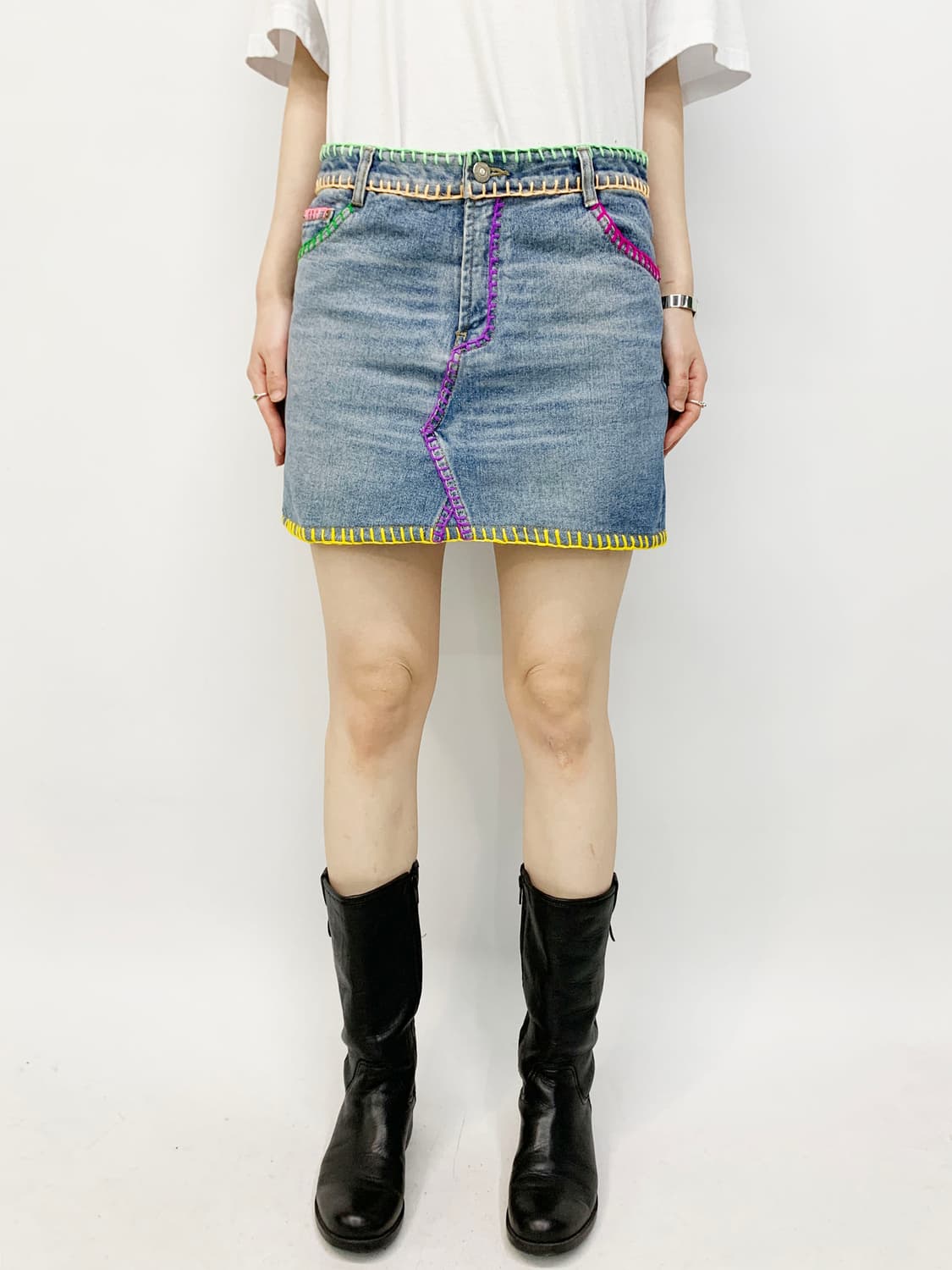 BOY HOLIC 크로셰 데님 미니 스커트 상품이미지1