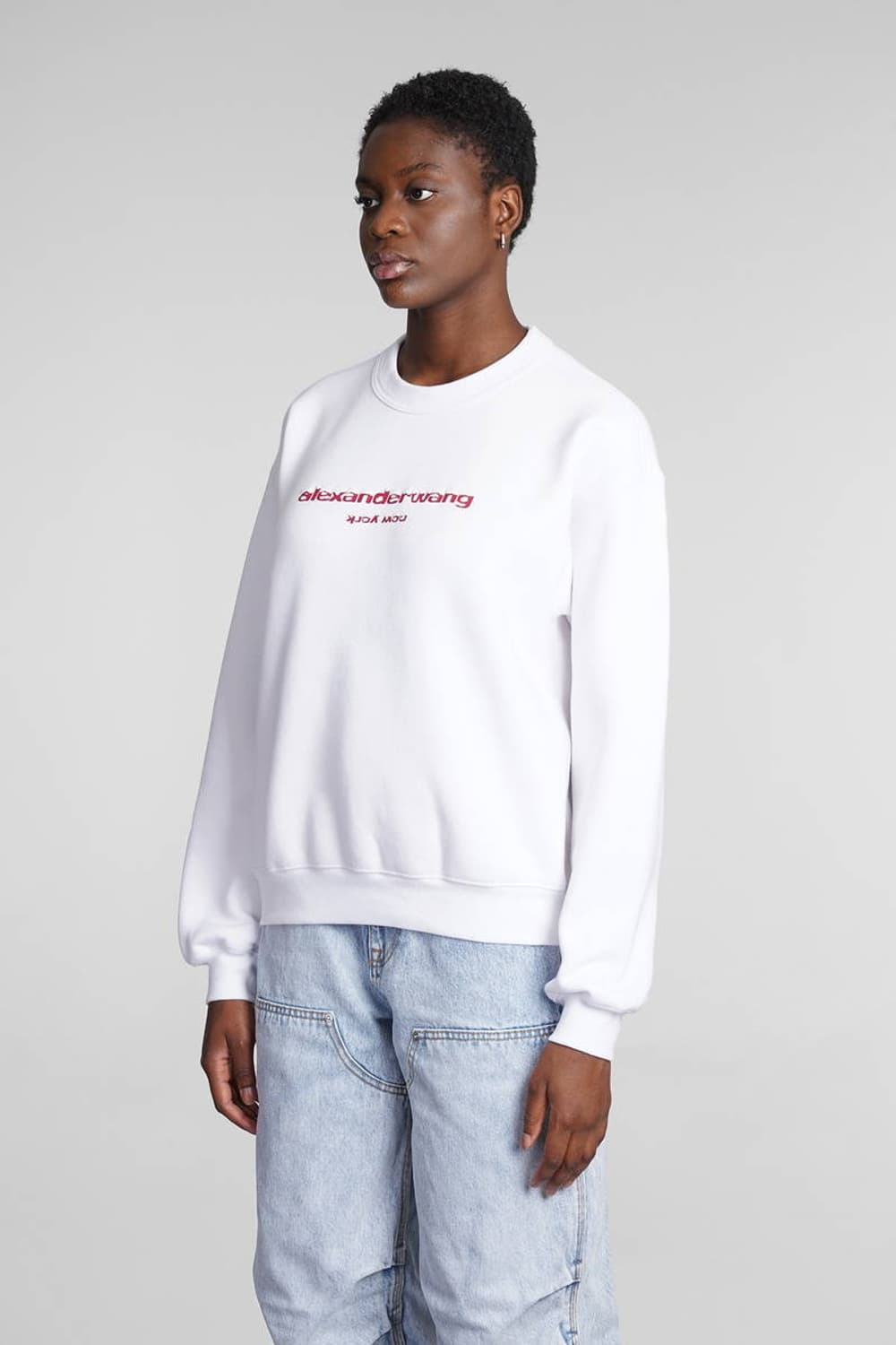 [L] 알렉산더왕 텍스트 로고 맨투맨 화이트 상품이미지2