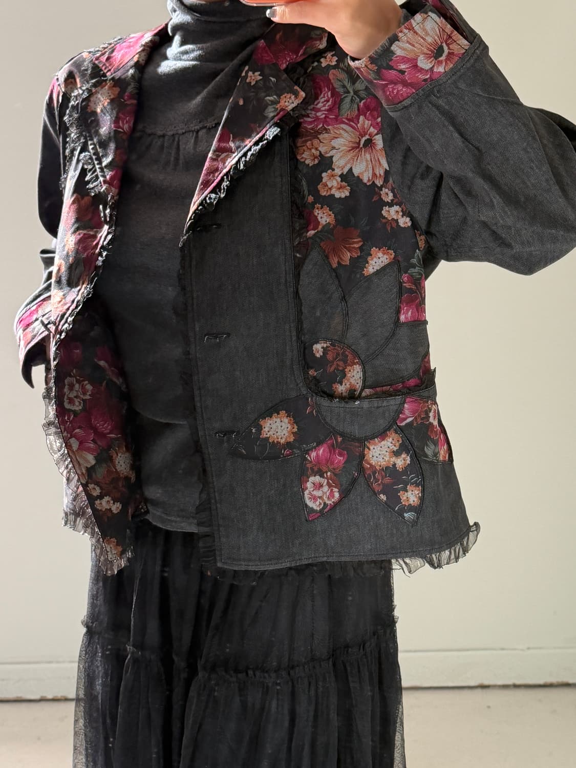 일본빈티지 모리 오리엔탈 레이스자수 자켓 상품이미지1