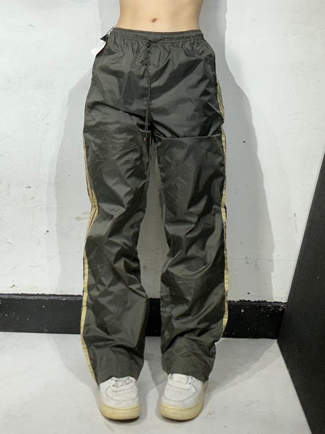 일본 빈티지 카키 브라운 대대장 삼선 와이드 힙합 트랙 팬츠 M 상품이미지2