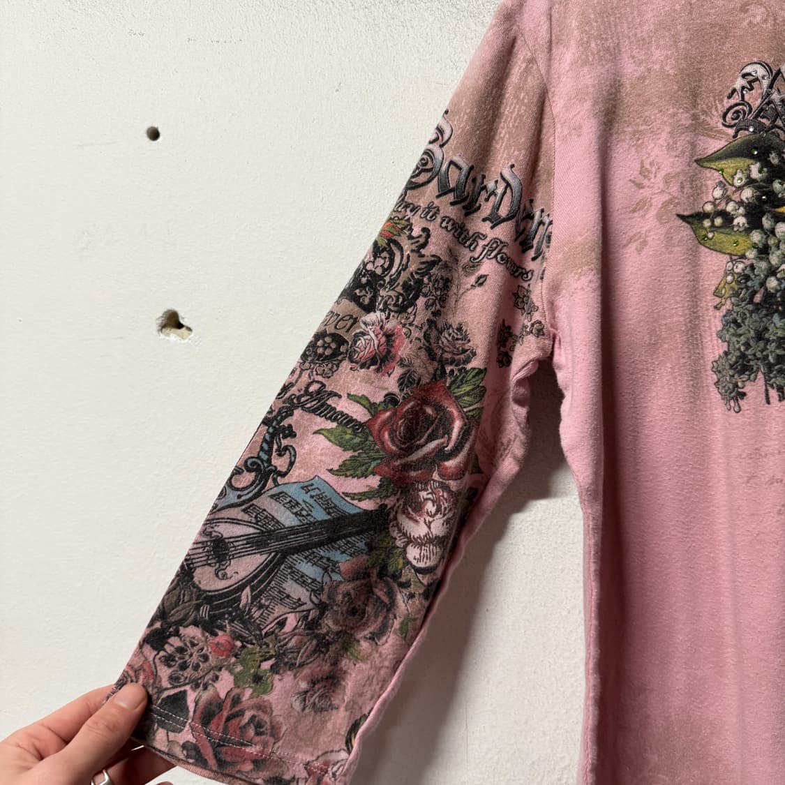 Jess & Jane USA 오리엔탈 펑크 타투 프린팅 롱 슬리브 티셔츠 상품이미지5