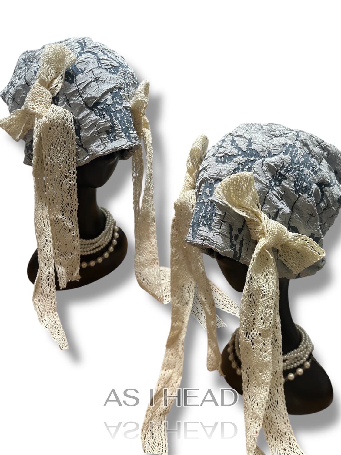 실키 자카 리본 레이스 핸드메이드 롱 비니 상품이미지2