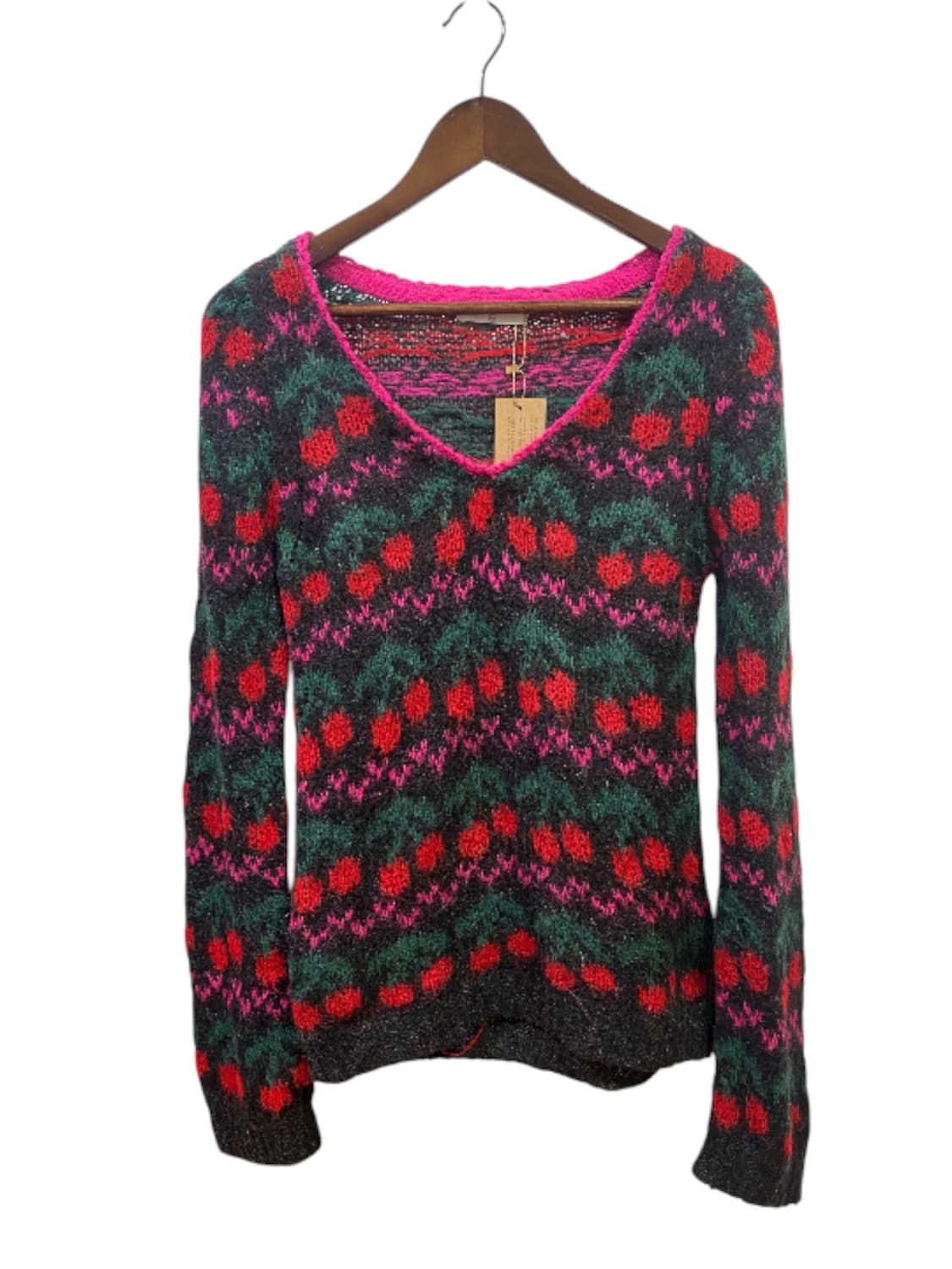 빈티지 체리패턴 v넥 니트 상품이미지1