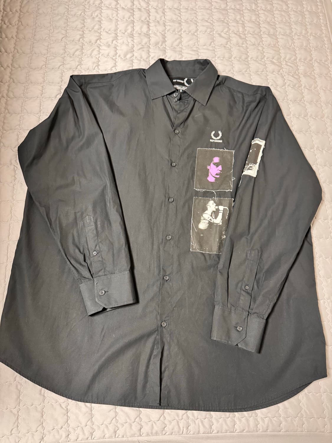 라프시몬스 프레드페리 패치 코튼 셔츠 m  상품이미지1