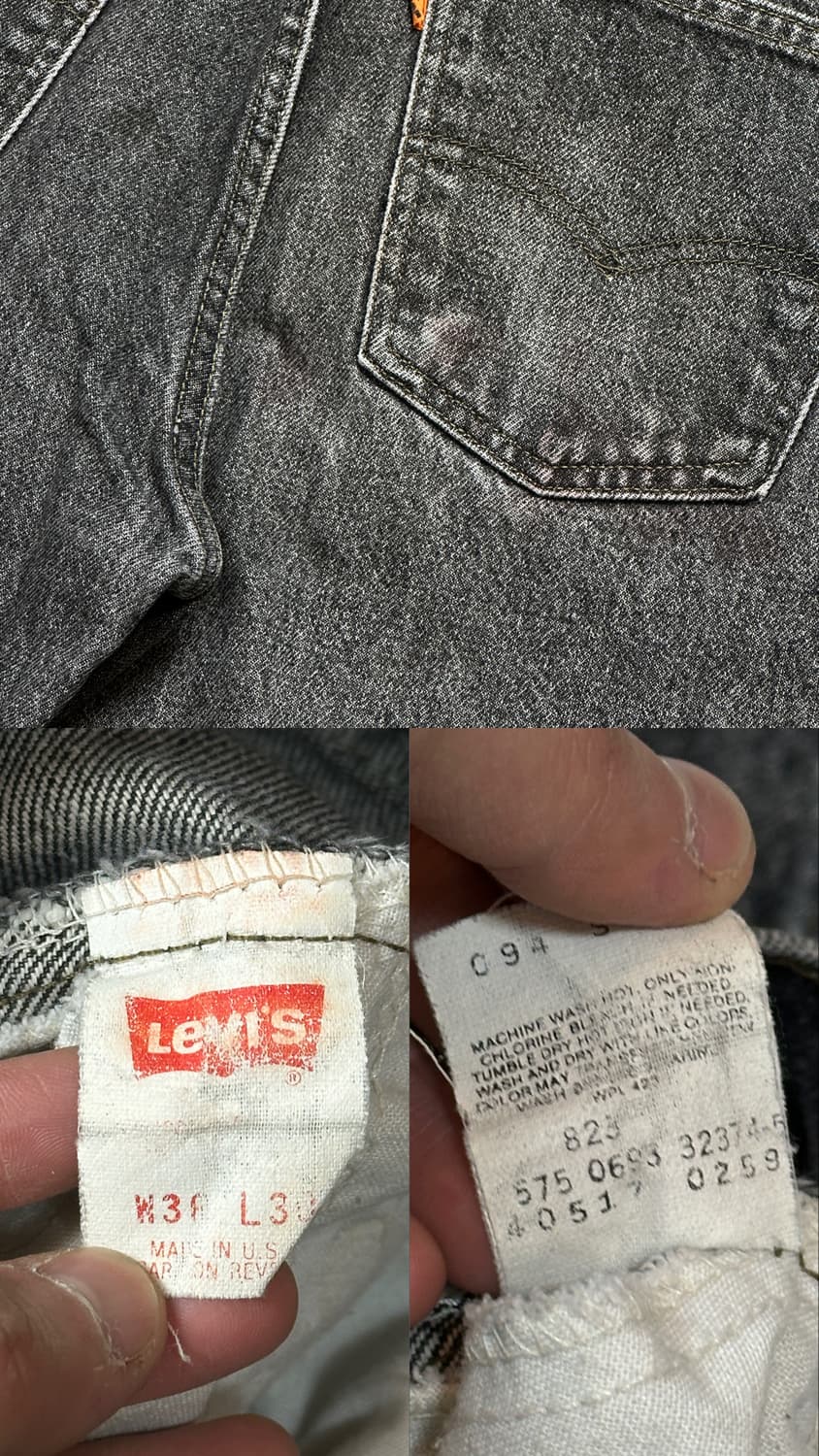 90's USA Made 리바이스 517 블랙 부츠컷 플레어진 상품이미지10