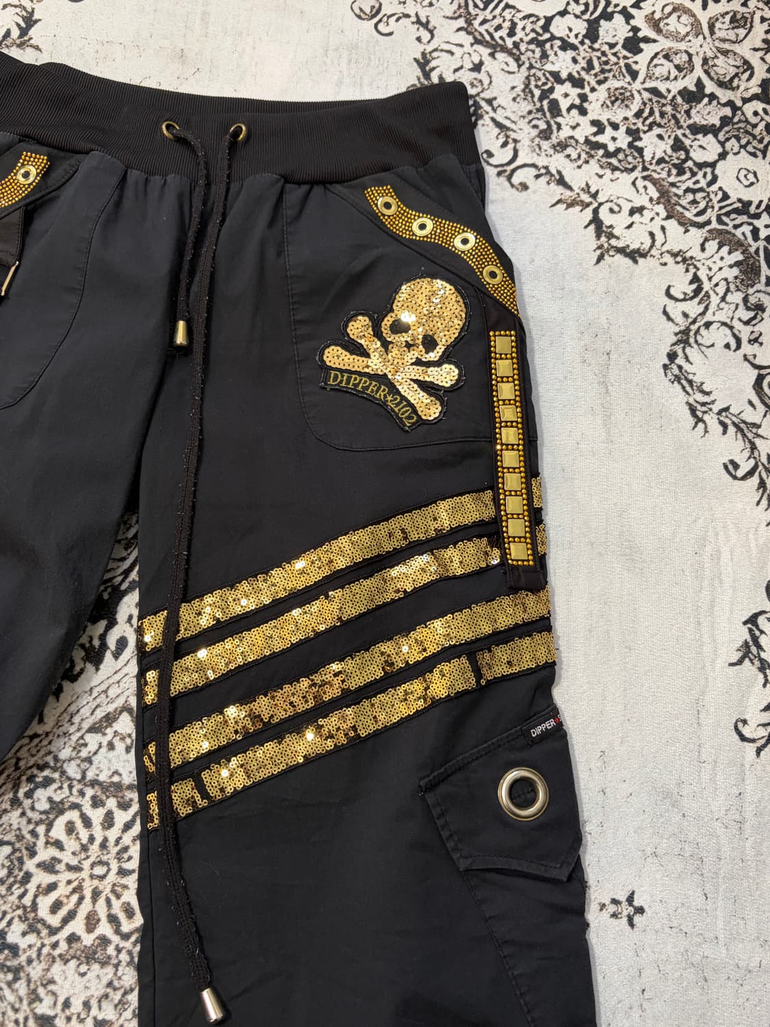 PUNK skull cross gold cubic pants  상품이미지4