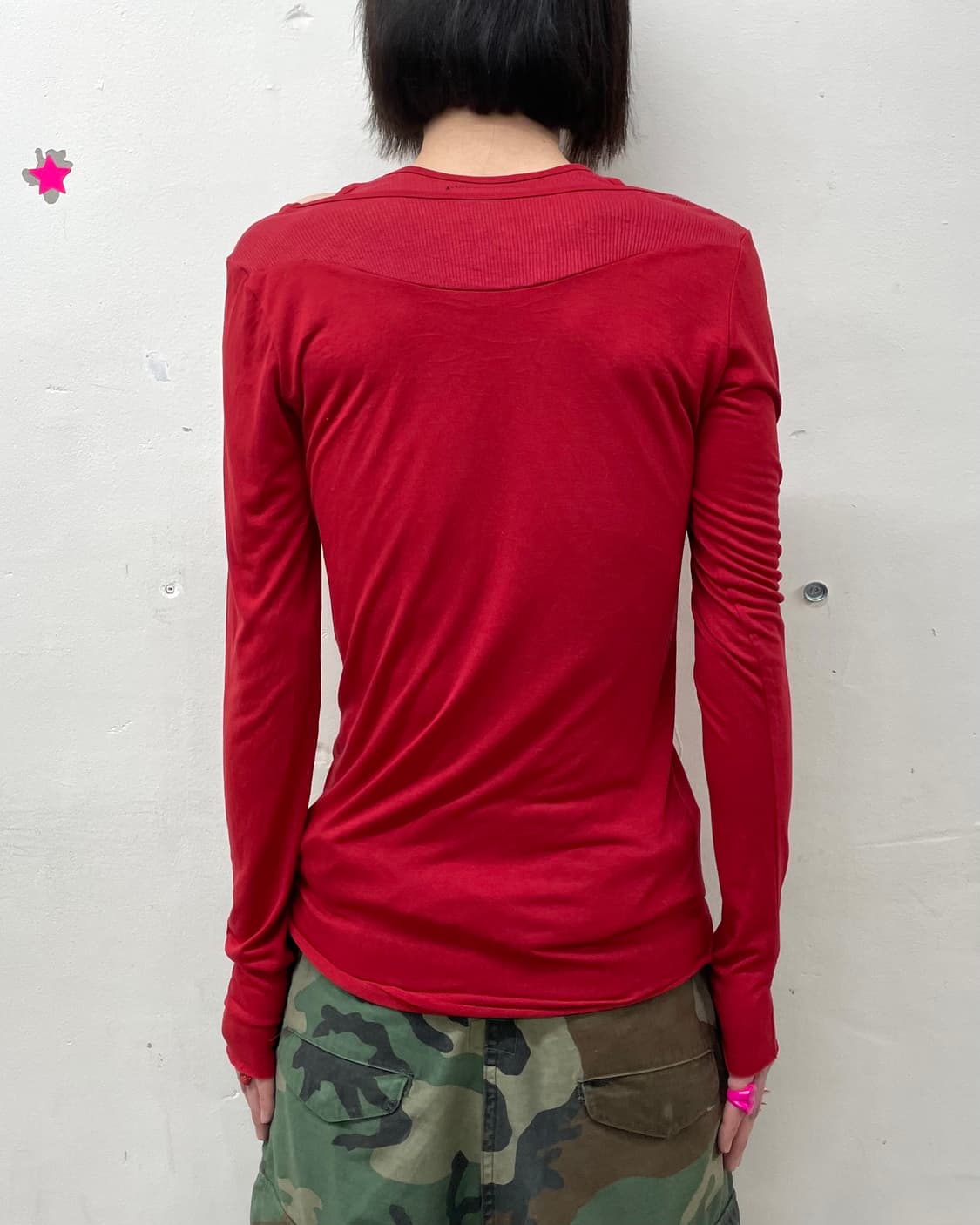 Layered Shoulder Red Long Sleeve  상품이미지2