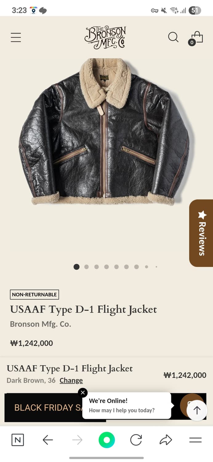 브론슨 D-1 무스탕 새제품 42 XL 상품이미지2