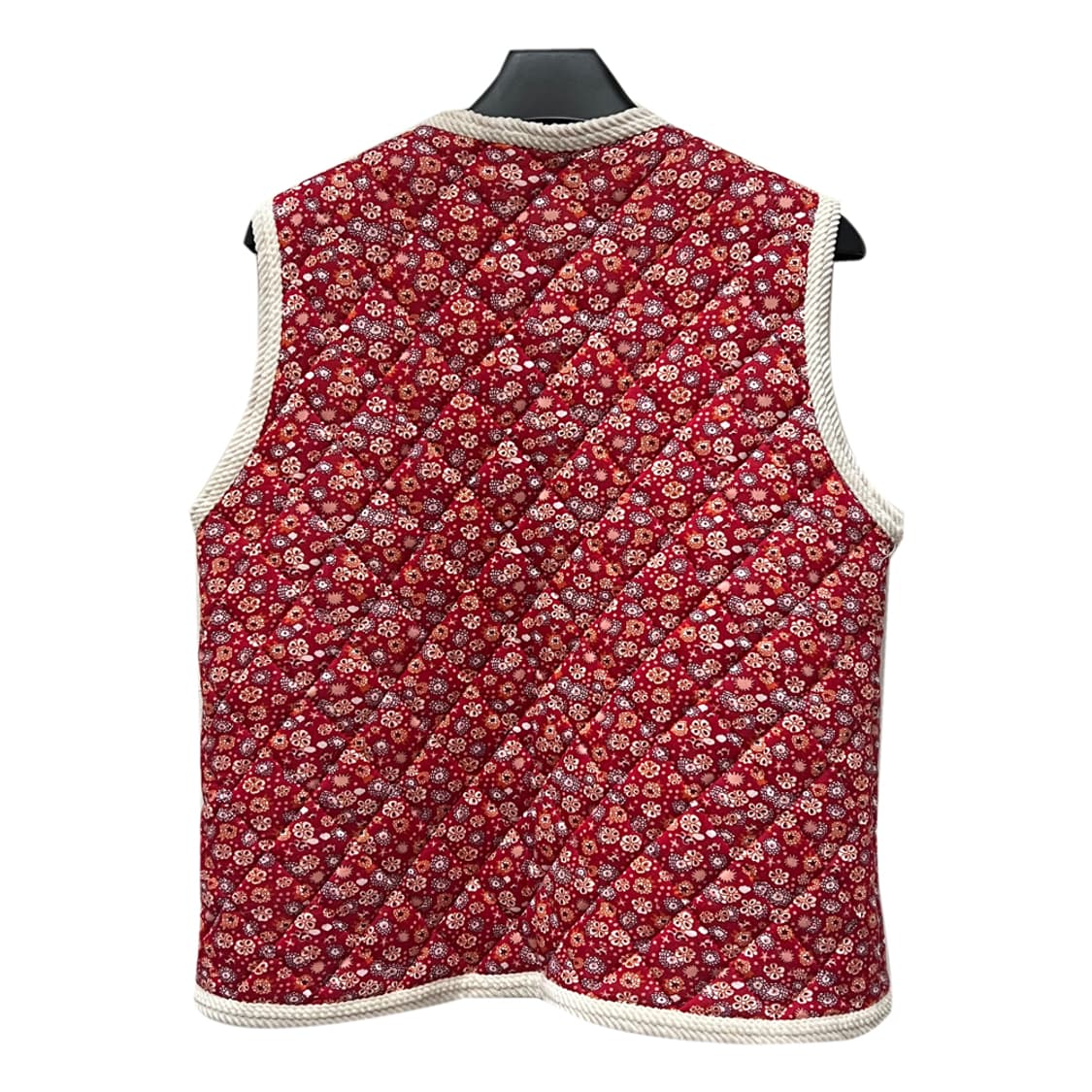 꽃무늬 기모 촌캉스 김장 조끼 레드 FREE 상품이미지2