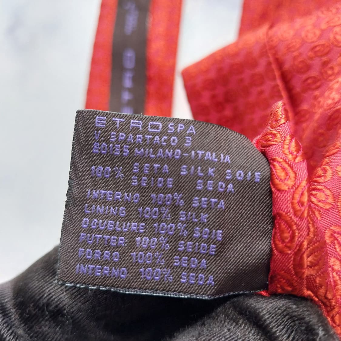 에트로 실크 레드 페이즐리 자수 넥타이 8.7cm A등급 K2570
 상품이미지7