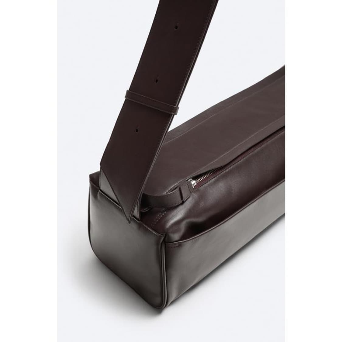 자라 XL 직사각형 가죽 크로스바디 백 브라운 새 상품 상품이미지6