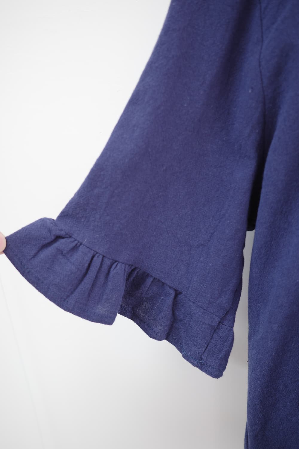 Navy Frill cotton Blouse 상품이미지8
