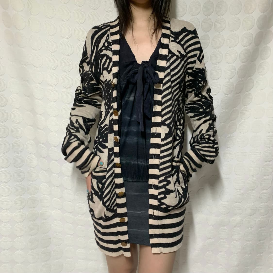 vivienne westwood man 플라워 스트라이프 니트 가디건 상품이미지1