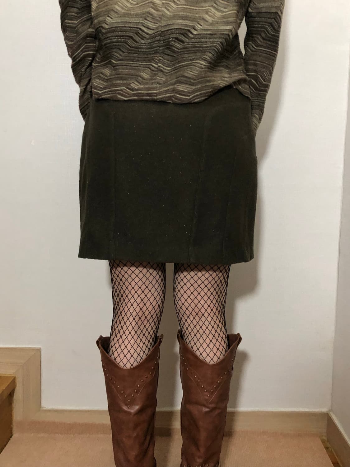 빈티지 다크 올리브 울 미니 스커트 상품이미지7