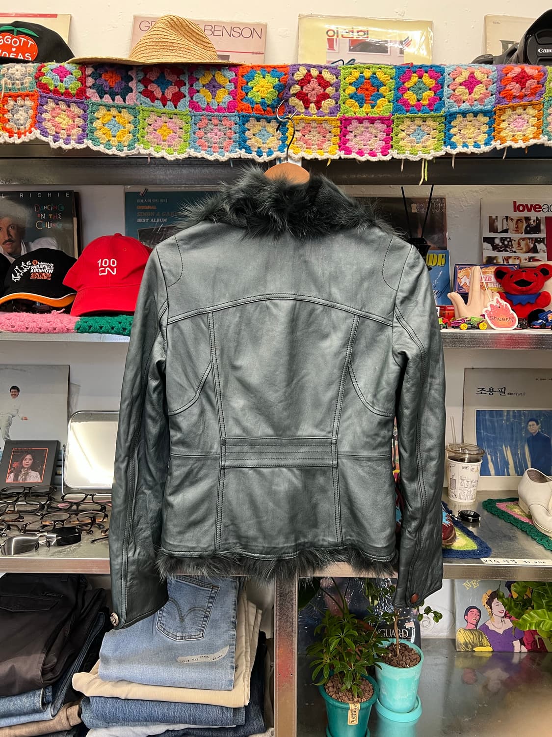 Real Leather Jacket with Fur Collar 상품이미지2