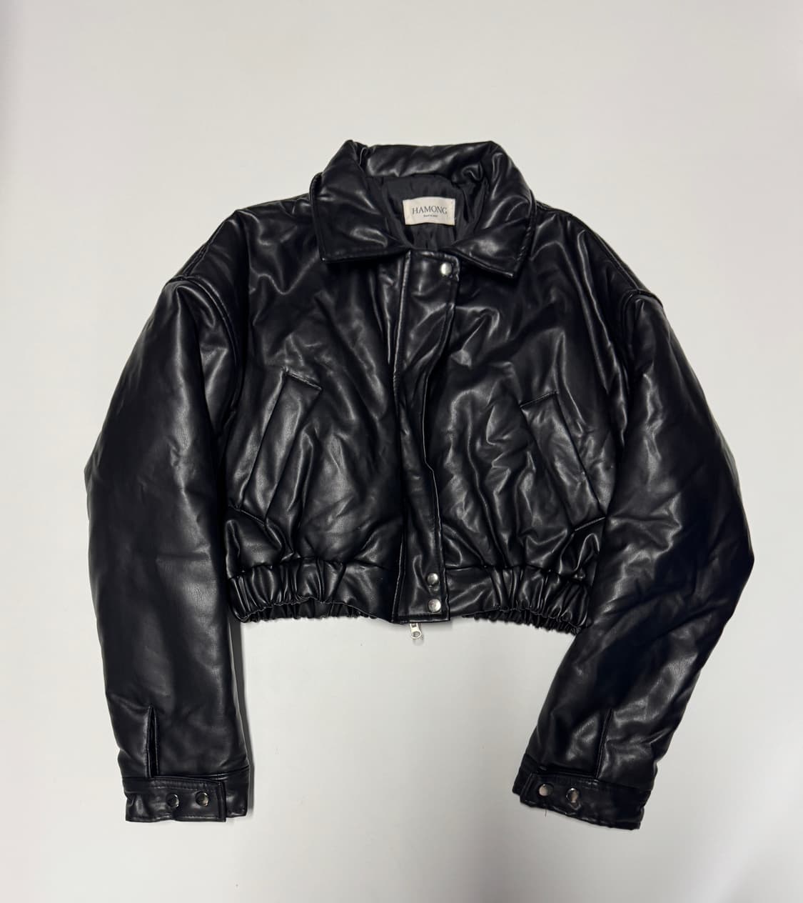 여성 하몽 hamong 빈티지 페이크 레더 크롭 점퍼 F 상품이미지1