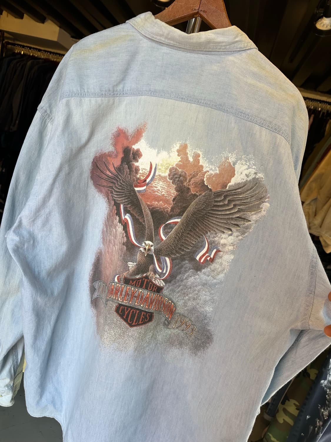 90s 할리데이비슨 샴브레이 셔츠 made in usa 상품이미지7