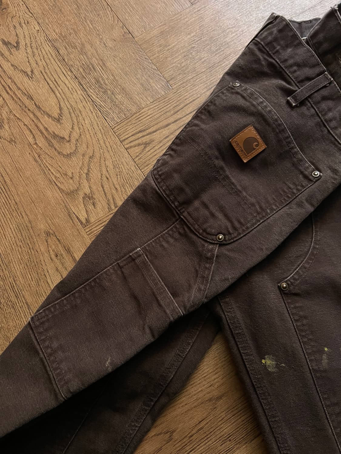 [33]칼하트 USA 빈티지 워싱 다크브라운 더블니 워크 팬츠 상품이미지7