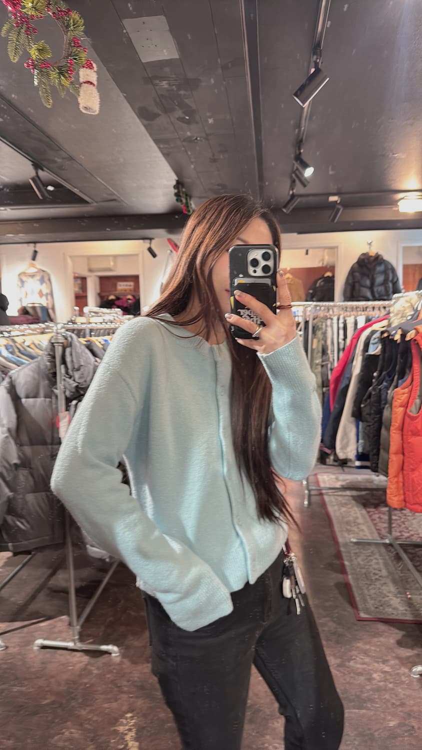 앤아더스토리즈 베이직 스카이블루 울 니트 가디건 M 상품이미지9