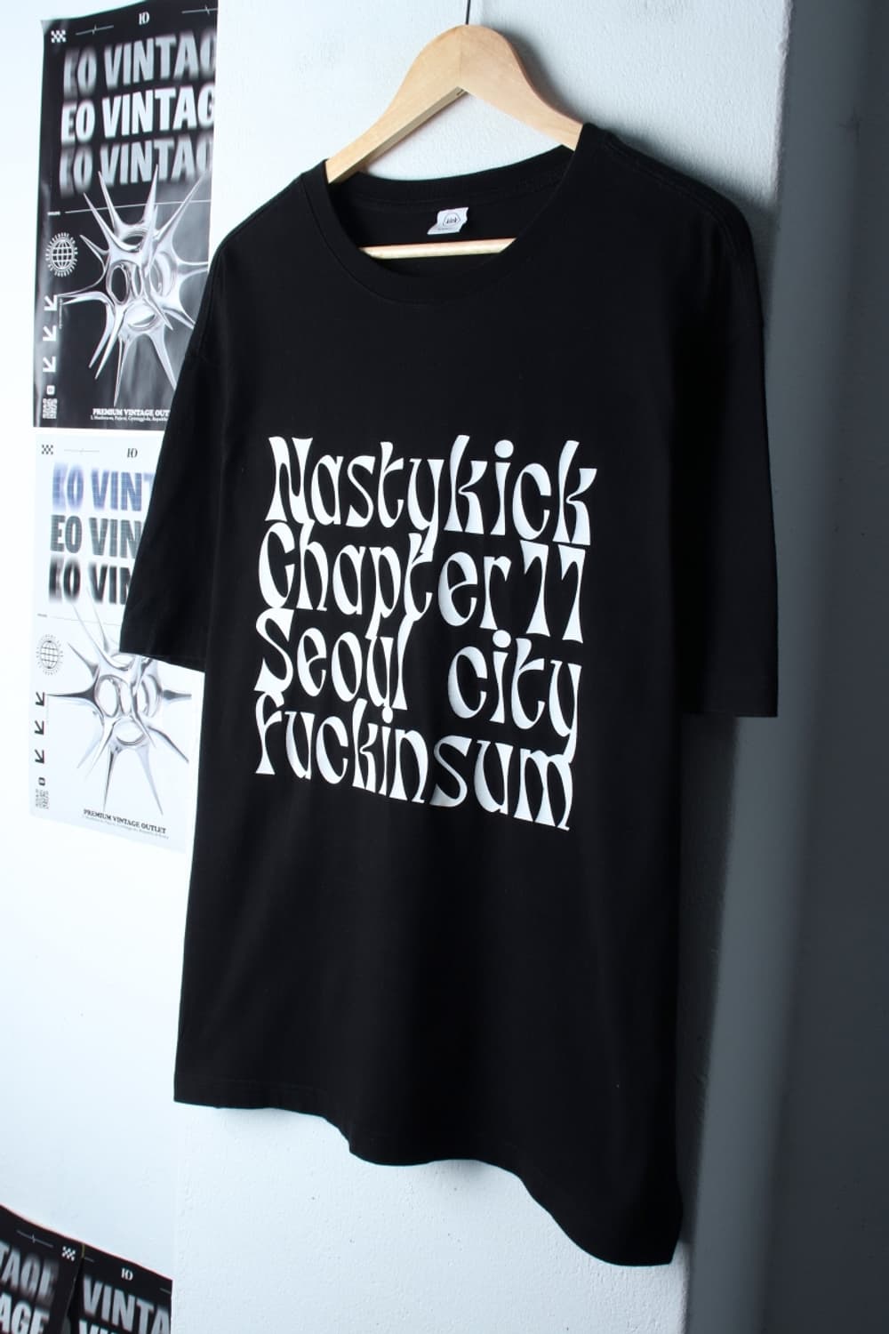 (L-XL) 네스티킥 반팔 티셔츠 오버핏 레터링 블랙 스트릿-7B5A 상품이미지1
