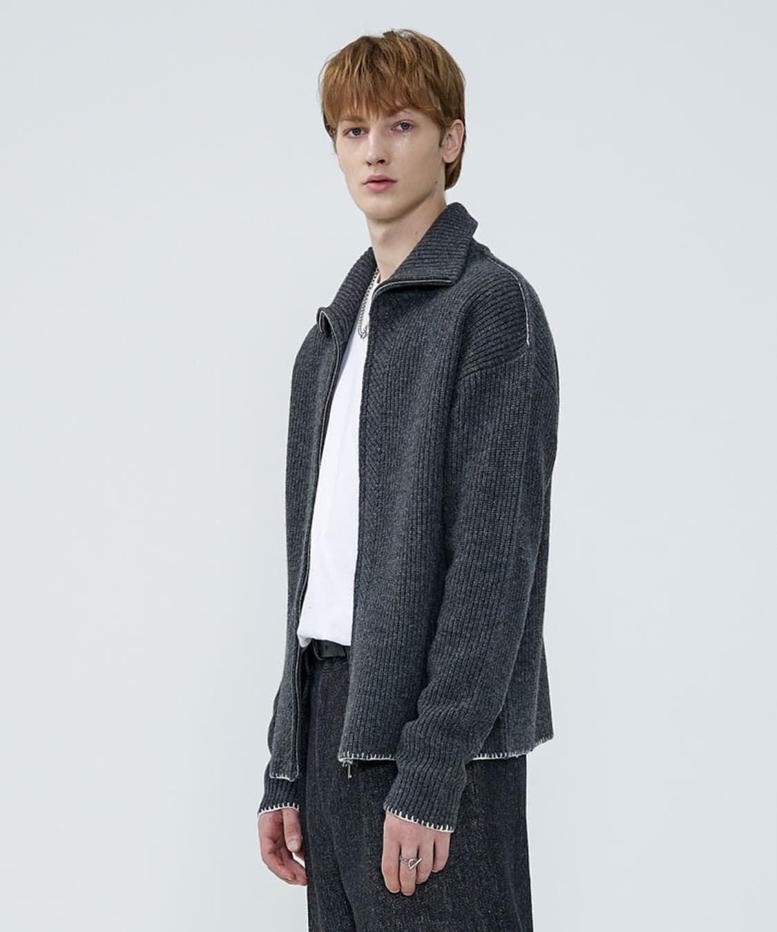 M) 마틴플랜 스티치 니트 점퍼 그레이 상품이미지6