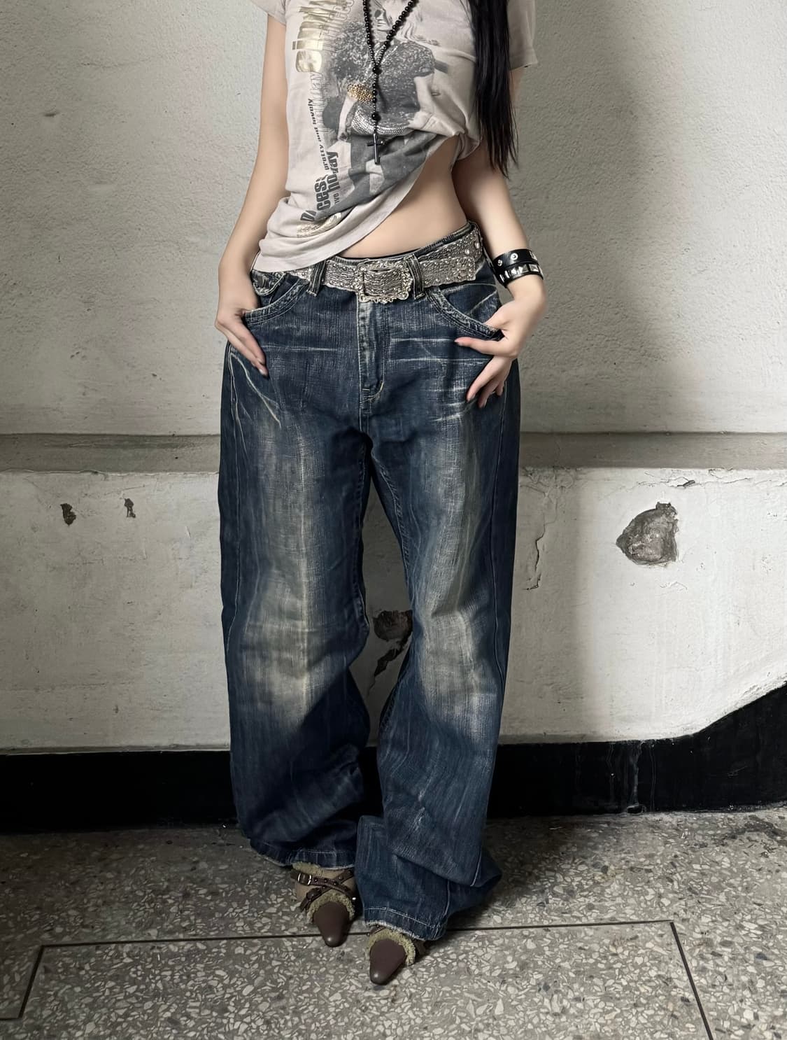Wide denim pants 상품이미지1